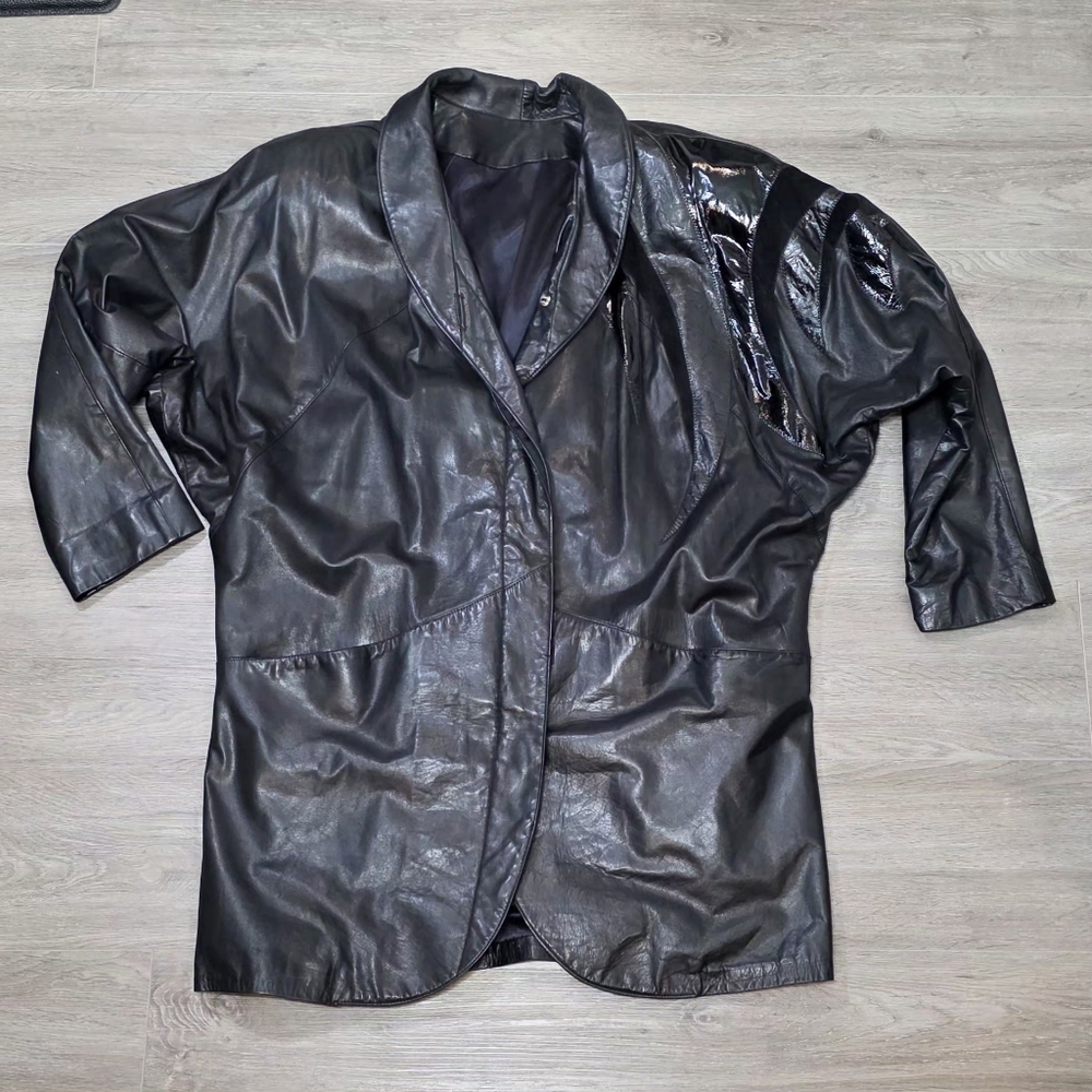 Vintage Olympic Leather Fashions LTD Womans Sz 8 Jacket 80's Suede Shoulder Pads